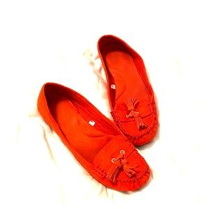Merona Orange Suede Tassel Detail Flats